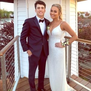Sherri Hill White Beaded Prom Dress